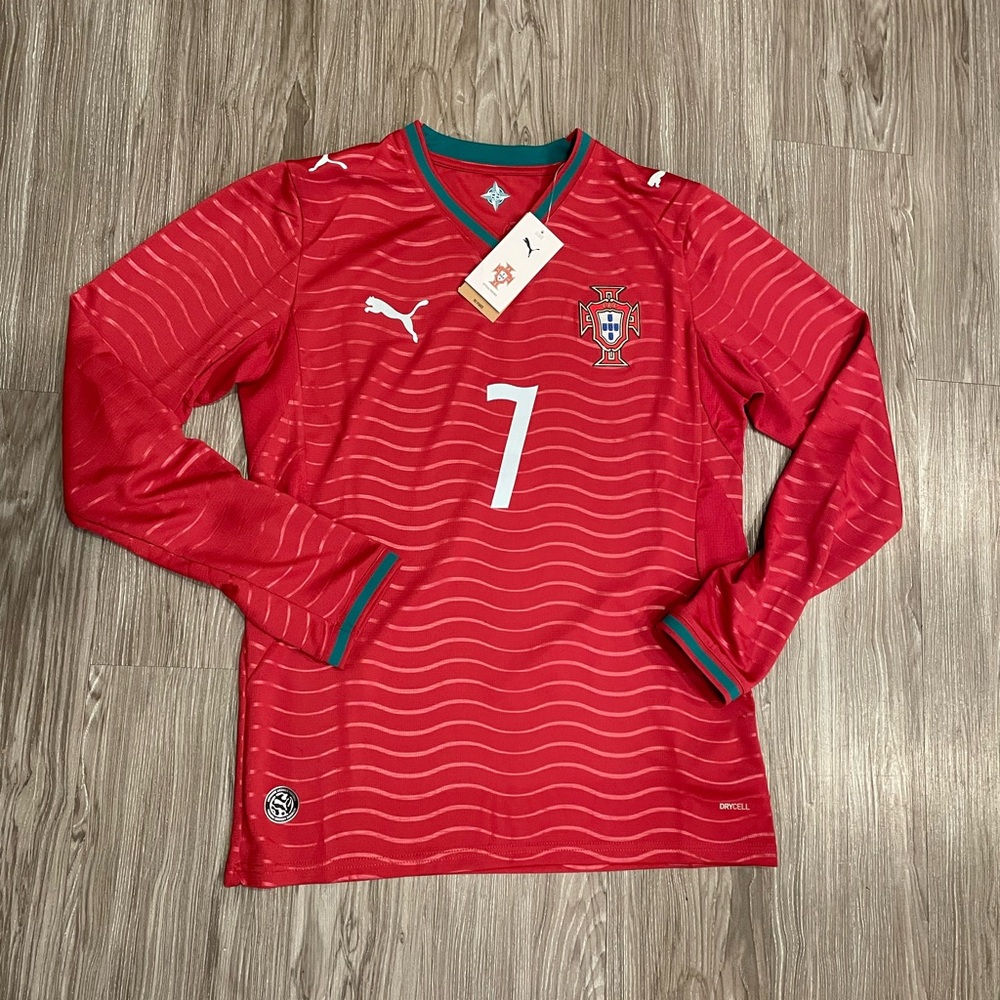 Puma Portugal Red Long Sleeve Jersey with green Trim - Ronaldo 7